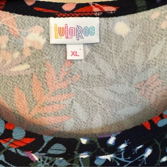 LulaRoe Dress Nicole Dark Floral Multicolor Fit & Flare 3/4 Sleeve Size XL - Picture 7 of 13